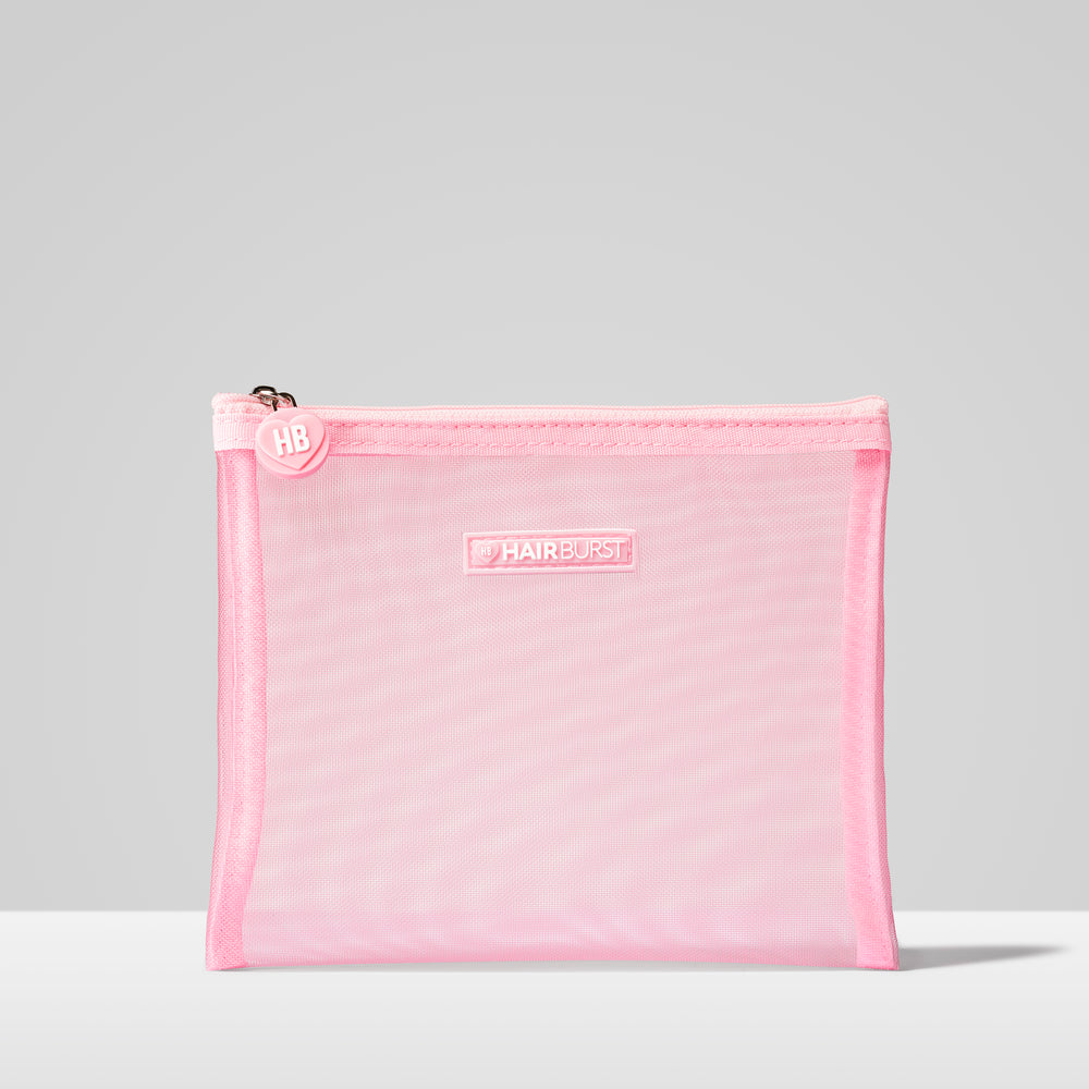 Růžová kosmetická síťovinová taška